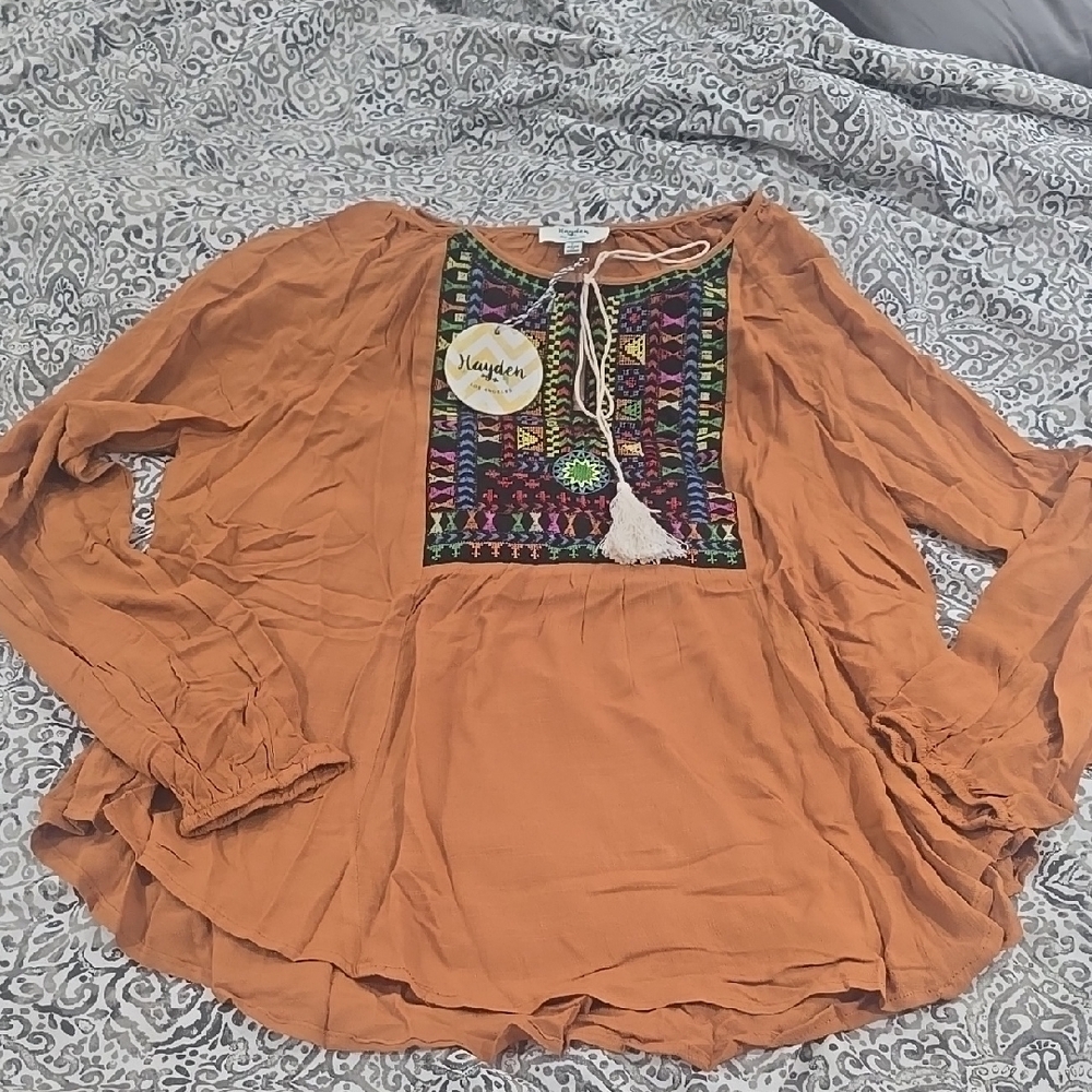 Hayden Camel Embroidered Women's Top